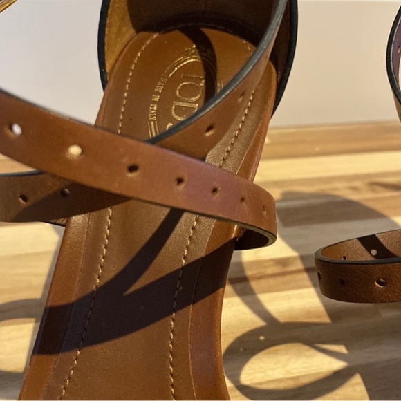 Tod’s Brown leather sandal heel, size 7.5 - Picture 2 of 6